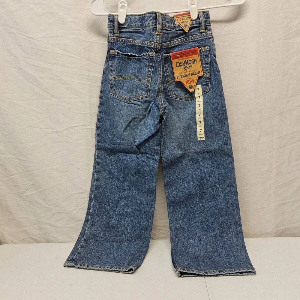 OshKosh‎ B'gosh Loose Fit Jeans Kids Size 7 Blue Denim Adjustable Waist NWT